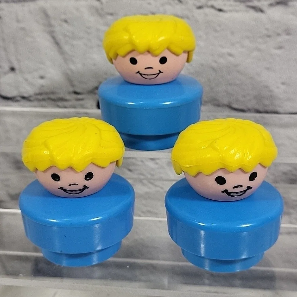 VTG 90's FP Chunky Little People Figures Lot Of 12 Twins Girls Triplets Boys Dog